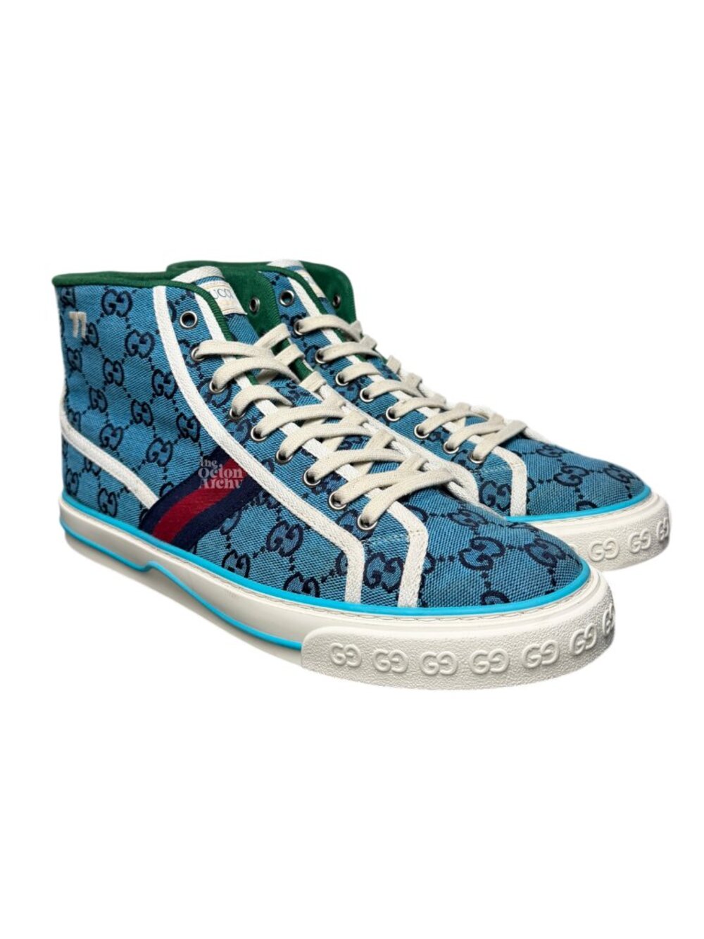 Size 9.5 US Gucci Tennis 1977 High 'Light Blue' 663658-2UZL0-4280 Pre-Owned